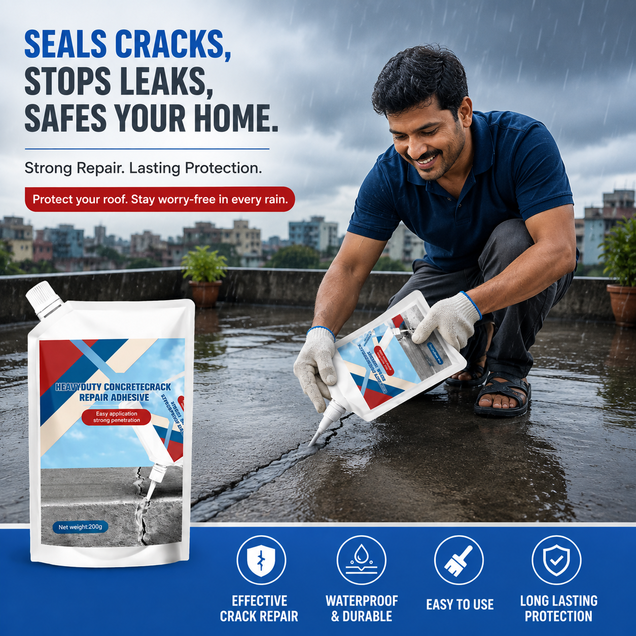 Heavy Duty Concrete Crack Repair Adhesive - Pack of 2