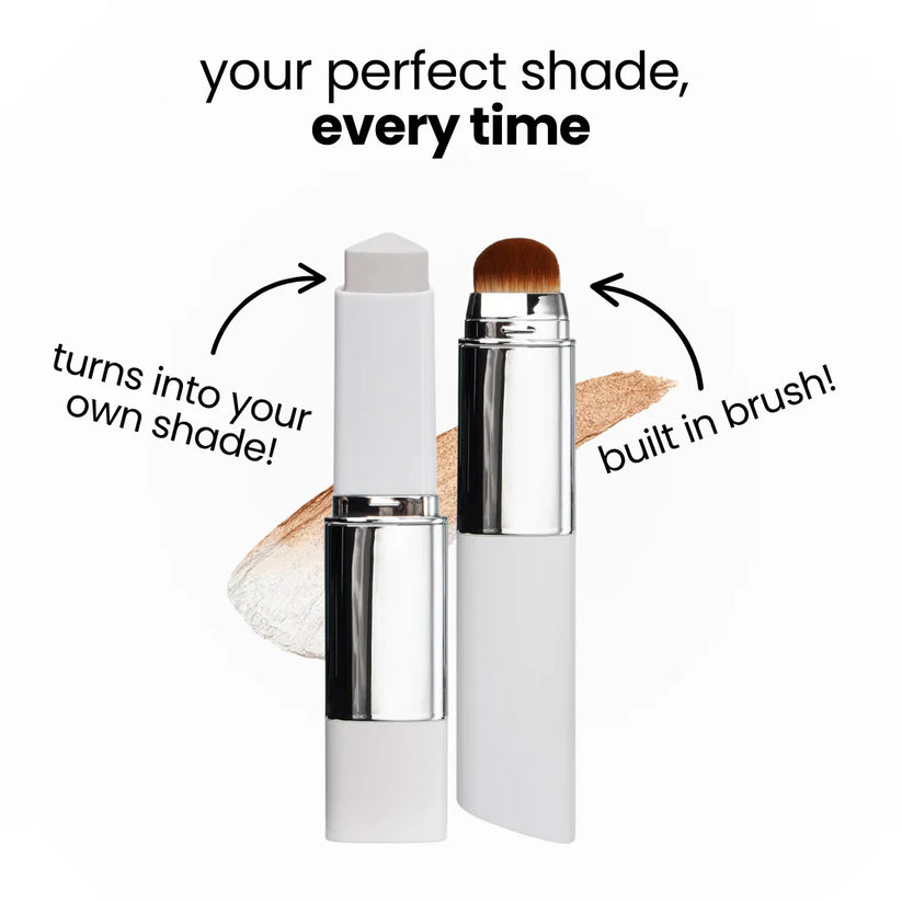 Korean 2‑in‑1 Color‑Changing Foundation Stick with Travel Brush